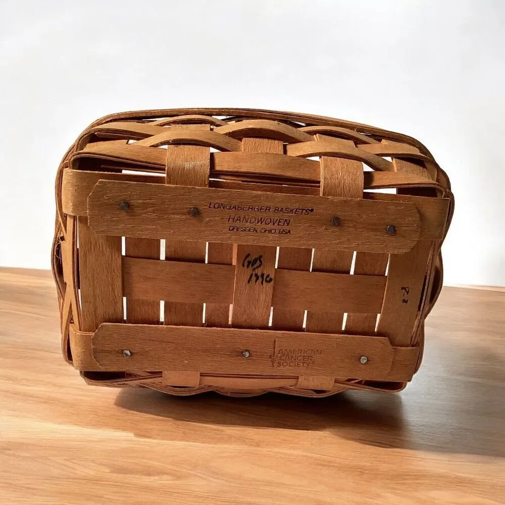 1996 Longaberger Small Handwoven Basket American Cancer Society